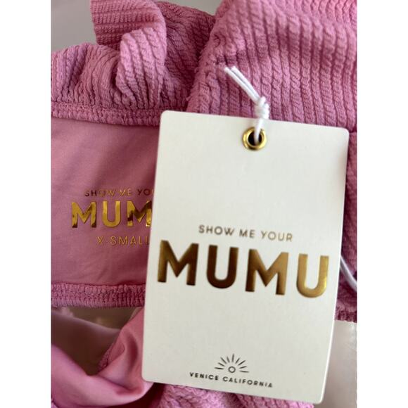 Show Me Your Mumu Formentera Bikini Top in Pink Sands Rib Scrunch XS NWT - Picture 4 of 5